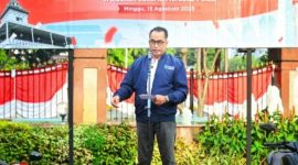Menteri Perhubungan Budi Karya Sumadi saat memberikan sambutan di acara 