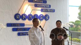 Menteri BUMN Erick Thohir bersama Penjabat (Pj) Gubernur DKI Jakarta Heru Budi Hartono dalam jumpa pers di kantor Kementerian BUMN, Jakarta, pada Rabu 19/10/22 (metro.tempo.co