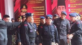 Listyo Sigit Prabowo selaku Kapolri Jenderal meminta Korps Brigade Mobile (Korbrimob) untuk melakukan persiapan strategi keamanan semua tahapan Pemilihan Umum (Pemilu) tahun 2024, saat Rapat Kerja Teknis (Rakernis) Korps Brigade Mobile (Korbrimob) Polri di Gedung Akpol, Semarang, Jawa Tengah, Senin (13/3/2023). (Dok. Kompas)