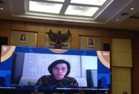 Menkeu Sri Mulyani mengadakan konferensi pers memgenai status Rafael Alun Trisambodo pejabat Ditjen Pajak, Jumat (24/2 - 2023). (Dok. Antara)